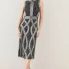 Deals 😍 Karen Millen Embellished Beaded High Neck Woven Midi 👗 Dress 👍 -PARTY DRESSES Sales Store bkk06722 black xl