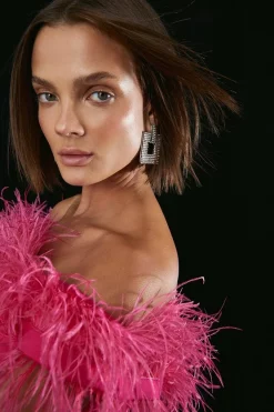 Best Sale 👏 Karen Millen Compact Stretch Feather Bardot Mini 👗 Dress 🎁 10 Best Sale 👏 Karen Millen Compact Stretch Feather Bardot Mini 👗 Dress 🎁 -PARTY DRESSES Sales Store bkk06749 pink xl 2