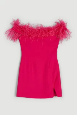 Best Sale 👏 Karen Millen Compact Stretch Feather Bardot Mini 👗 Dress 🎁 11 Best Sale 👏 Karen Millen Compact Stretch Feather Bardot Mini 👗 Dress 🎁 -PARTY DRESSES Sales Store bkk06749 pink xl 3