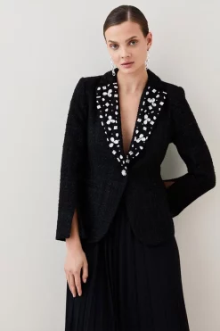 Best reviews of π€© Karen Millen Embellish Collar Sparkle Boucle Pleated Midi π Dress π