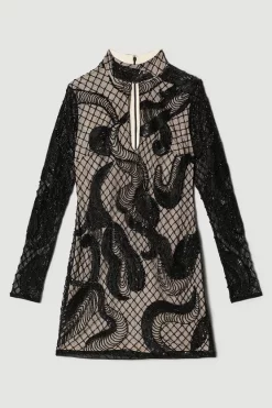 Brand new β Karen Millen Beaded And Embroidery Key Hole Mini π Dress π 12 Brand new β Karen Millen Beaded And Embroidery Key Hole Mini π Dress π -PARTY DRESSES Sales Store bkk06770 black xl 3