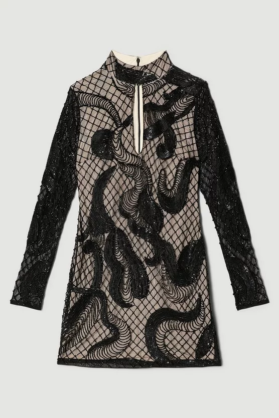 Brand new β Karen Millen Beaded And Embroidery Key Hole Mini π Dress π 6 Brand new β Karen Millen Beaded And Embroidery Key Hole Mini π Dress π - Image 4