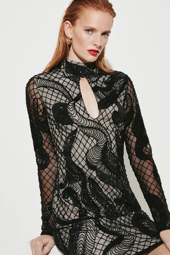 Brand new β Karen Millen Beaded And Embroidery Key Hole Mini π Dress π 7 Brand new β Karen Millen Beaded And Embroidery Key Hole Mini π Dress π - Image 5