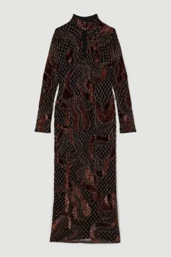 Flash Sale 😉 Karen Millen Beaded And Embroidery Key Hole Maxi 👗 Dress ✨ -PARTY DRESSES Sales Store bkk06771 copper xl 4