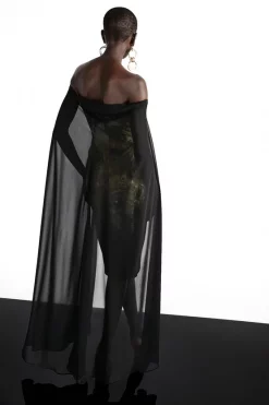 Flash Sale 🥰 Karen Millen Weston Abstract Crystal Print Midi Cape 👗 Dress 🥰 -PARTY DRESSES Sales Store bkk06863 black xl 2