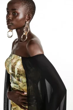 Flash Sale 🥰 Karen Millen Weston Abstract Crystal Print Midi Cape 👗 Dress 🥰 -PARTY DRESSES Sales Store bkk06863 black xl 4