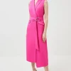 Best Pirce 😀 Karen Millen Compact Stretch Viscose Sleeveless Tux Midi 👗 Dress ❤️ -PARTY DRESSES Sales Store bkk06879 hot20pink xl