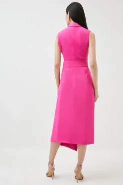 Best Pirce 😀 Karen Millen Compact Stretch Viscose Sleeveless Tux Midi 👗 Dress ❤️ -PARTY DRESSES Sales Store bkk06879 hot20pink xl 2