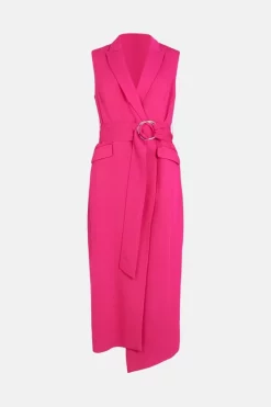 Best Pirce 😀 Karen Millen Compact Stretch Viscose Sleeveless Tux Midi 👗 Dress ❤️ -PARTY DRESSES Sales Store bkk06879 hot20pink xl 4