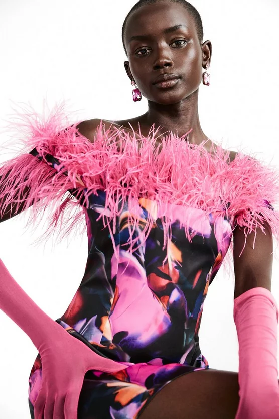 Discount π Karen Millen Weston Marble Print Feather Bardot Mini π Dress β€οΈ 4 Discount π Karen Millen Weston Marble Print Feather Bardot Mini π Dress β€οΈ - Image 2