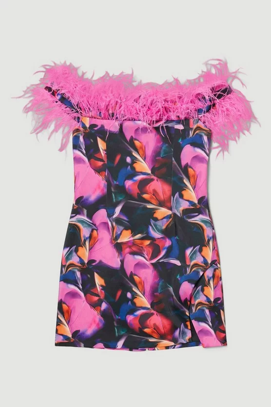 Discount π Karen Millen Weston Marble Print Feather Bardot Mini π Dress β€οΈ 6 Discount π Karen Millen Weston Marble Print Feather Bardot Mini π Dress β€οΈ - Image 4