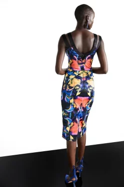 Promo 🔔 Karen Millen Weston Mirrored Marble Print Pencil Midi Drs 👏 -PARTY DRESSES Sales Store bkk06990 multi xl 2