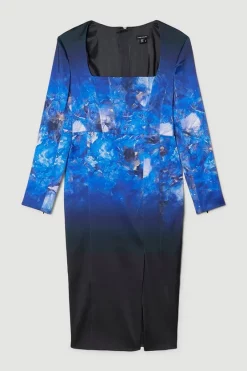 Discount ✔️ Karen Millen Weston Placed Crystal Print Pencil Midi 👗 Dress ⌛ -PARTY DRESSES Sales Store bkk06992 black xl 3