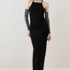 Cheapest 🌟 Karen Millen Tall Hot Fix Diamante Mesh Detail Maxi 👗 Dress 🌟 -PARTY DRESSES Sales Store bkk06999 black xl