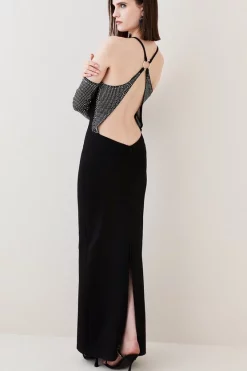 Cheapest 🌟 Karen Millen Tall Hot Fix Diamante Mesh Detail Maxi 👗 Dress 🌟 10 Cheapest 🌟 Karen Millen Tall Hot Fix Diamante Mesh Detail Maxi 👗 Dress 🌟 -PARTY DRESSES Sales Store bkk06999 black xl 2