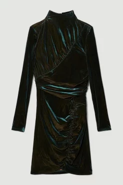 Deals 🔔 Karen Millen Velvet Cut Out Jersey Mini 👗 Dress 🔔 -PARTY DRESSES Sales Store bkk07106 petrol xl 3