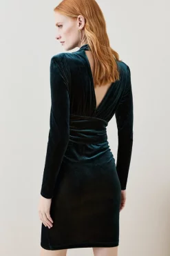 Deals 🔔 Karen Millen Velvet Cut Out Jersey Mini 👗 Dress 🔔 -PARTY DRESSES Sales Store bkk07106 petrol xl 5