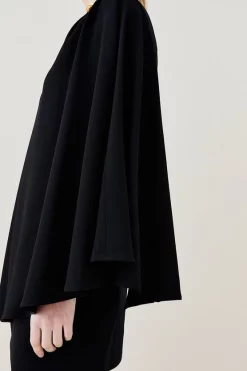 Best Sale 🔥 Karen Millen Compact Viscose One Shoulder Cape Mini 👗 Dress 🥰 -PARTY DRESSES Sales Store bkk07167 black xl 2