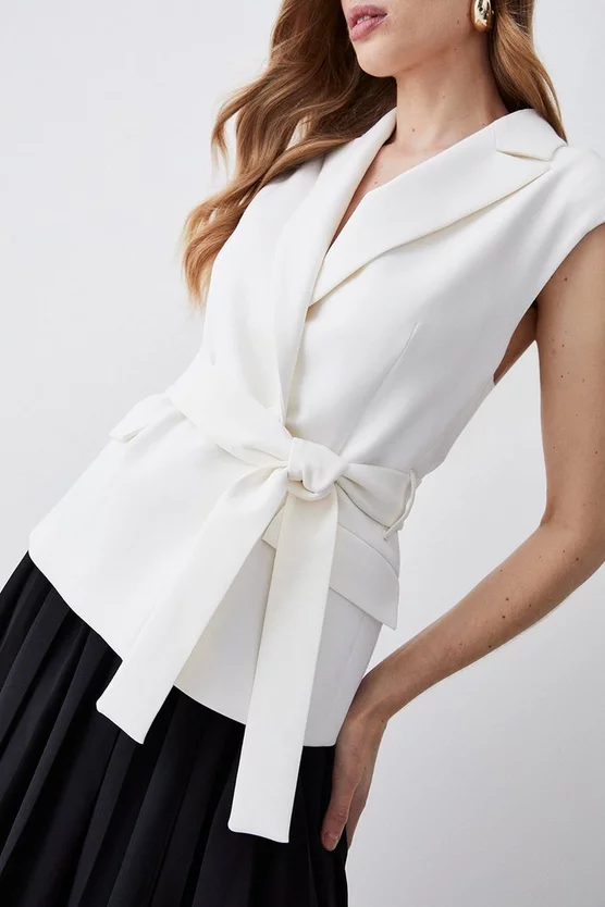 New π Karen Millen Mono Tailored And Pleat Belted Midi π Dress π― 4 New π Karen Millen Mono Tailored And Pleat Belted Midi π Dress π― - Image 2