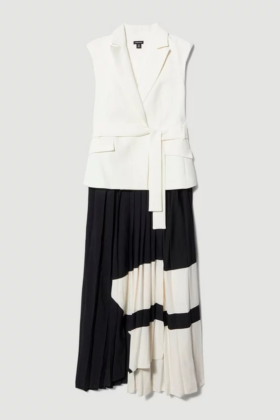 New π Karen Millen Mono Tailored And Pleat Belted Midi π Dress π― 6 New π Karen Millen Mono Tailored And Pleat Belted Midi π Dress π― - Image 4