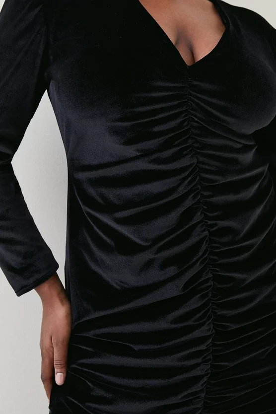 Coupon 🤩 Karen Millen Plus Size Slinky Velvet Ruched Sleeved Midi 👗 Dress 🎉 4 Coupon 🤩 Karen Millen Plus Size Slinky Velvet Ruched Sleeved Midi 👗 Dress 🎉 - Image 2