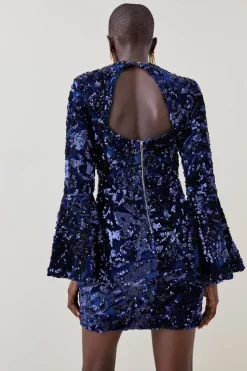Top 10 π Karen Millen Tall Velvet Sequinned Fluted Woven Mini π Dress π 10 Top 10 π Karen Millen Tall Velvet Sequinned Fluted Woven Mini π Dress π -PARTY DRESSES Sales Store bkk07268 navy xl 2