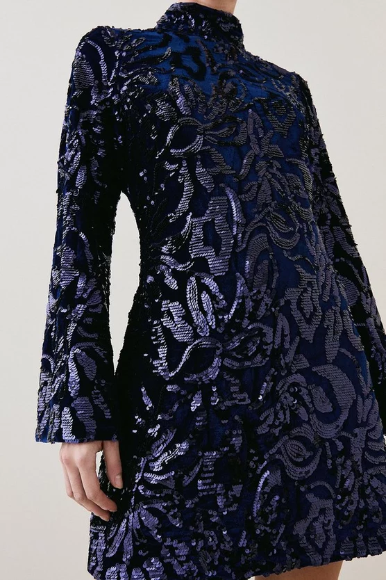 Cheap ๐งจ Karen Millen Petite Velvet Sequinned Woven Mini ๐ Dress ๐ 3 Cheap ๐งจ Karen Millen Petite Velvet Sequinned Woven Mini ๐ Dress ๐ - Image 2