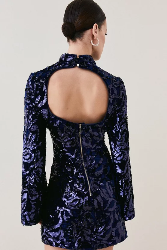 Cheap ๐งจ Karen Millen Petite Velvet Sequinned Woven Mini ๐ Dress ๐ 6 Cheap ๐งจ Karen Millen Petite Velvet Sequinned Woven Mini ๐ Dress ๐ - Image 5
