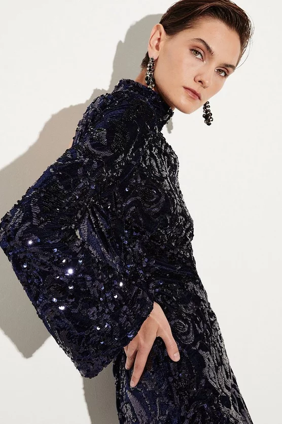 Top 10 𧨠Karen Millen Velvet Sequinned Woven Mini π Dress π 4 Top 10 𧨠Karen Millen Velvet Sequinned Woven Mini π Dress π - Image 2