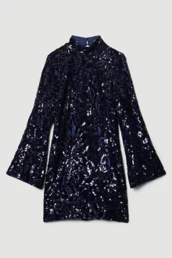 Top 10 𧨠Karen Millen Velvet Sequinned Woven Mini π Dress π 12 Top 10 𧨠Karen Millen Velvet Sequinned Woven Mini π Dress π -PARTY DRESSES Sales Store bkk07273 navy xl 3