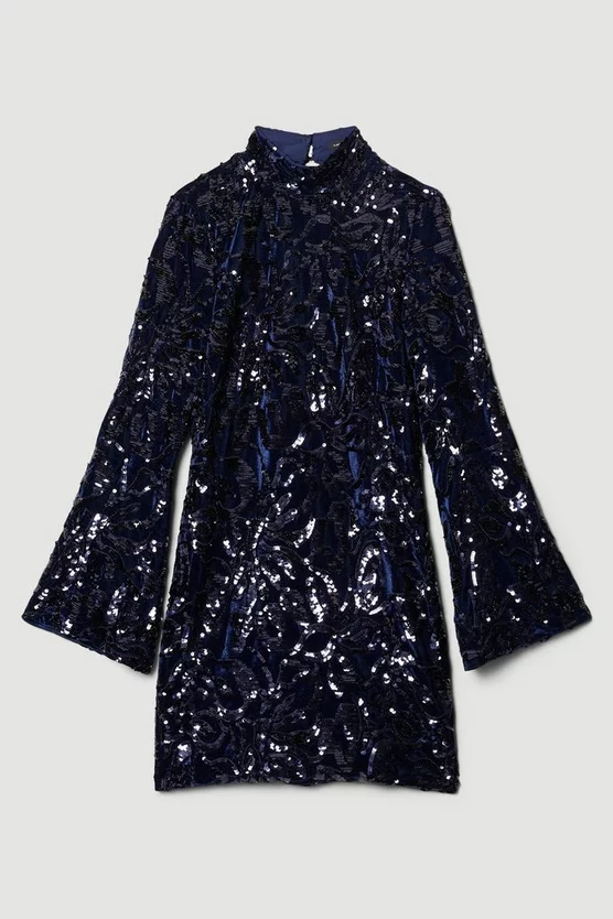 Top 10 𧨠Karen Millen Velvet Sequinned Woven Mini π Dress π 6 Top 10 𧨠Karen Millen Velvet Sequinned Woven Mini π Dress π - Image 4