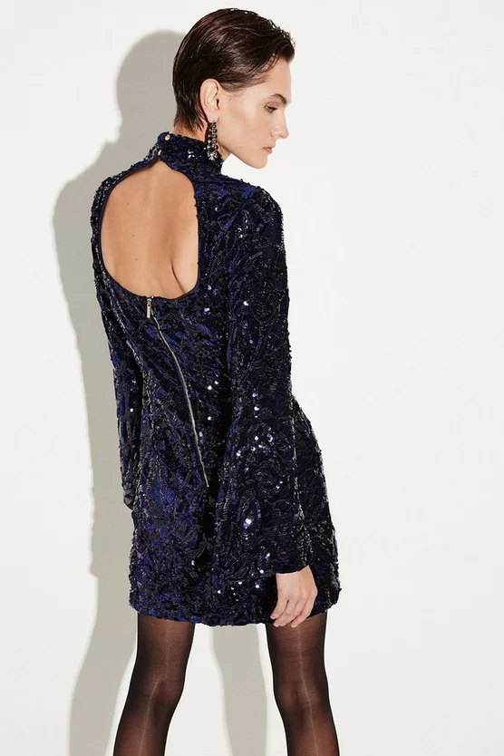 Top 10 𧨠Karen Millen Velvet Sequinned Woven Mini π Dress π 7 Top 10 𧨠Karen Millen Velvet Sequinned Woven Mini π Dress π - Image 5