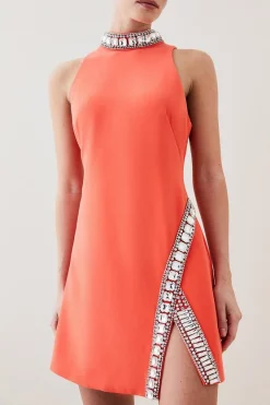 Cheapest 😍 Karen Millen Petite Crystal Embellished Woven Mini 👗 Dress 🛒