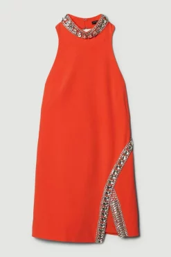Cheapest 😍 Karen Millen Petite Crystal Embellished Woven Mini 👗 Dress 🛒 -PARTY DRESSES Sales Store bkk07281 red xl 3