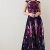Best deal ⌛ Karen Millen Metallic Guipure Lace Mirrored Pleat Midi 👗 Dress 🧨 -PARTY DRESSES Sales Store bkk07287 purple xl