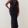 Buy 😀 Karen Millen Plus Size Lace Front Diamante Detail Midaxi 👗 Dress 😉 -PARTY DRESSES Sales Store bkk07297 black xl