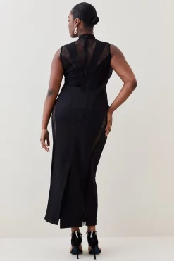 Buy 😀 Karen Millen Plus Size Lace Front Diamante Detail Midaxi 👗 Dress 😉 -PARTY DRESSES Sales Store bkk07297 black xl 2