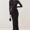 Best deal 😉 Karen Millen Tall Devoure Velvet Lace Detail Jersey Maxi 👗 Dress ❤️ -PARTY DRESSES Sales Store bkk07300 black xl