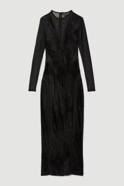 Best deal 😉 Karen Millen Tall Devoure Velvet Lace Detail Jersey Maxi 👗 Dress ❤️ -PARTY DRESSES Sales Store bkk07300 black xl 3