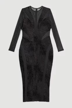 Buy 🔥 Karen Millen Plus Size Devoure Velvet Lace Detail Jersey Maxi 👗 Dress ⭐ -PARTY DRESSES Sales Store bkk07301 black xl 3