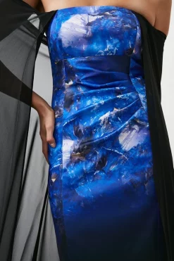 New 💯 Karen Millen Weston Placed Crystal Print Midi Cape 👗 Dress 🧨 -PARTY DRESSES Sales Store bkk07346 black xl 1