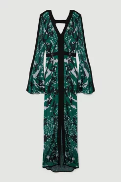 Outlet 🧨 Karen Millen Tall Slinky Jacquard Full Sleeve Knitted Maxi 👗 Dress ✔️ -PARTY DRESSES Sales Store bkk07474 green xl 3