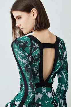 Outlet 🧨 Karen Millen Tall Slinky Jacquard Full Sleeve Knitted Maxi 👗 Dress ✔️ -PARTY DRESSES Sales Store bkk07474 green xl 5