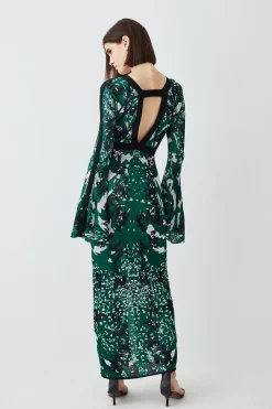 Best Sale 🔥 Karen Millen Slinky Jacquard Full Sleeve Knitted Maxi 👗 Dress ⭐ -PARTY DRESSES Sales Store bkk07477 green xl 2