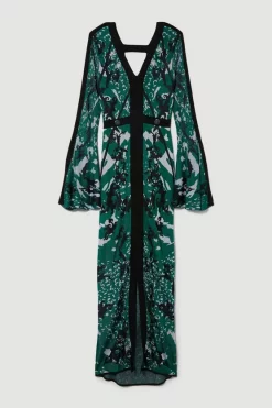 Best Sale 🔥 Karen Millen Slinky Jacquard Full Sleeve Knitted Maxi 👗 Dress ⭐ -PARTY DRESSES Sales Store bkk07477 green xl 3