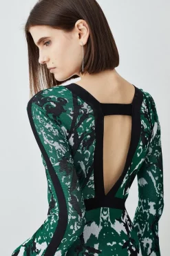 Best Sale 🔥 Karen Millen Slinky Jacquard Full Sleeve Knitted Maxi 👗 Dress ⭐ -PARTY DRESSES Sales Store bkk07477 green xl 5