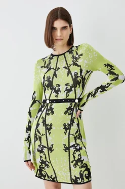 Cheap 🔔 Karen Millen Embellished Slinky Jacquard Knitted Mini 👗 Dress ✔️