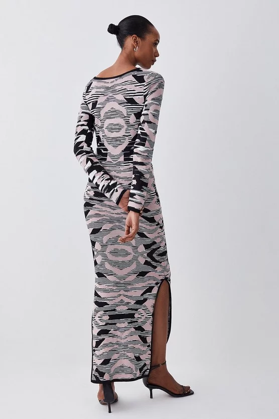 Cheapest 𧨠Karen Millen Abstract Jacquard Knitted Maxi Column π Dress β 5 Cheapest 𧨠Karen Millen Abstract Jacquard Knitted Maxi Column π Dress β - Image 3