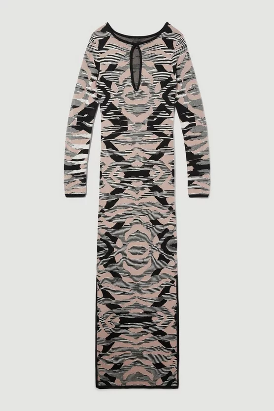 Cheapest 𧨠Karen Millen Abstract Jacquard Knitted Maxi Column π Dress β 6 Cheapest 𧨠Karen Millen Abstract Jacquard Knitted Maxi Column π Dress β - Image 4