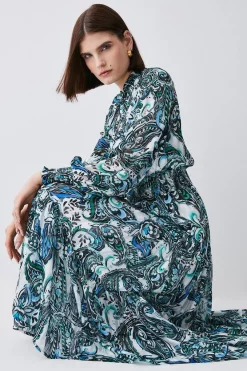 Buy 🌟 Karen Millen Paisley Shirred Detail Woven Maxi 👗 Dress 🎁 -PARTY DRESSES Sales Store bkk07774 ivory xl 2